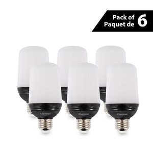 Ampoule DEL effet de flamme Luminus 2 modes & capteur de gravité 2,5W E26, 6/pqt