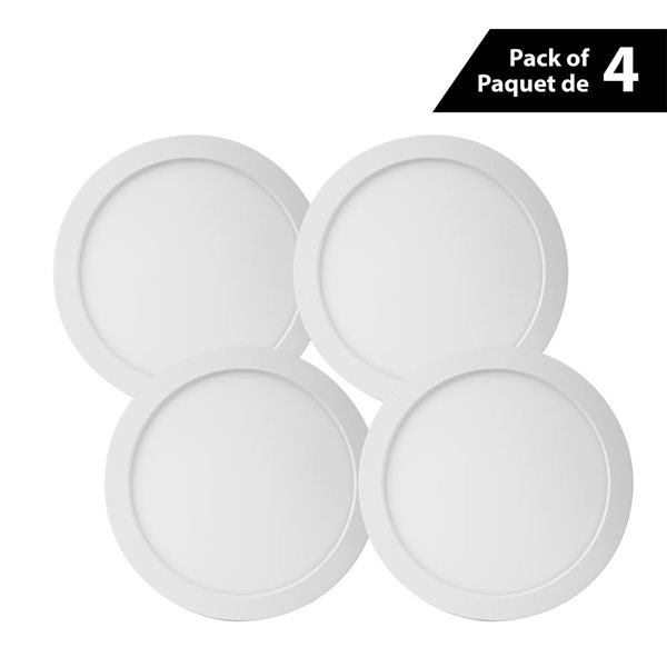 Luminus 60W Equivalent 7-in 3000K Bright White Dimmable LED Round Panel Light - 4/Pack