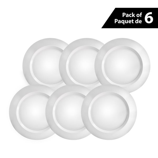 Luminus 60W Equivalent 6-in 3000K Bright White Dimmable LED Disc Light - 6/Pack