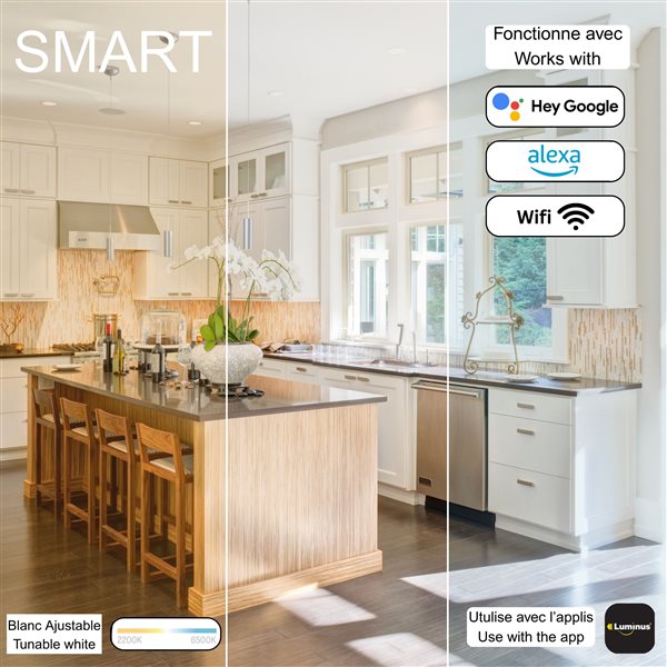 Luminus 65W Equivalent White 2200K to 6500K E26 BR30 Smart Wifi, Dimmable and Tunable LED Bulb - 4 /Pack