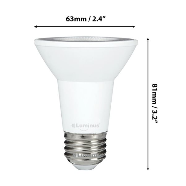 Ampoule à DEL à intensité variable intelligente Wifi Luminus PAR20 éq. 50W 2200K à 6500K E26, 4/pqt