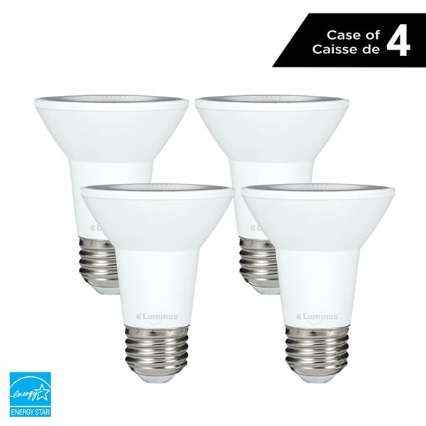 Luminus 50W Equivalent White 2200K to 6500K E26 PAR20 Smart Wifi, Dimmable and Tunable LED Bulb - 4/Pack