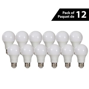 Ampoule DEL réglable Luminus éq. 60W E26 A19 Omni 3000K blanc brillant, 12/pqt