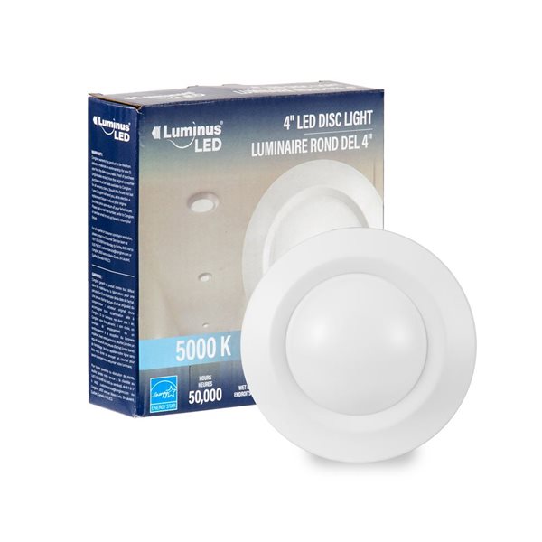 Lumière DEL disque à intensité variable Luminus 60 Watt Eq. 4 po 3000K blanc brillant, 6/pqt