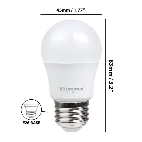 Luminus 40W Equivalent Warm White 2700K E26 A15 LED Non-Dimmable Bulb - 12/Pack