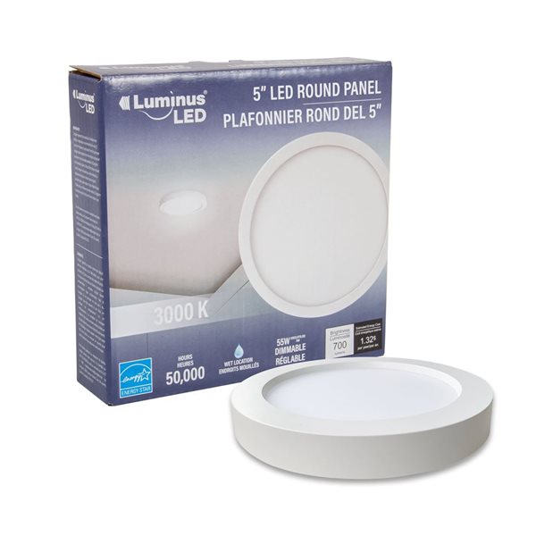 Lumière LED disque à intensité variable Luminus 60 Watt Eq. 4 po 3000K blanc brillant, 4/pqt