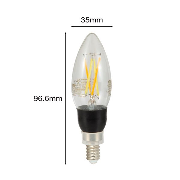 Ampoule à DEL à intensité variable intelligente Wifi Luminus B11 éq. 40W 2200K à 6500K E12, 4/pqt