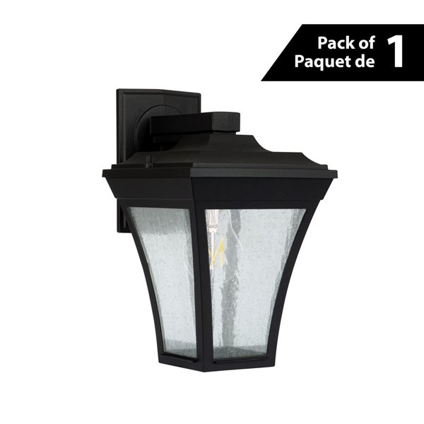 Luminus Addison Black 1-Light LED Outdoor Wall Lantern with Speck Glass