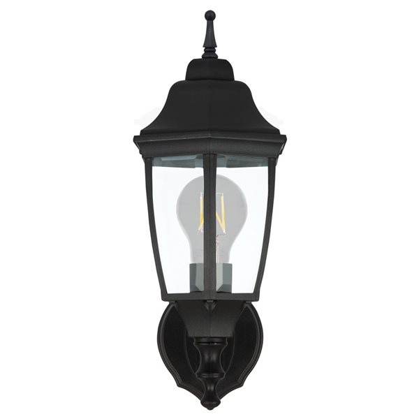 Luminus Amelia Black 1-Light LED Outdoor Wall Lantern with Clear Glass and Dusk to Dawn Sensor