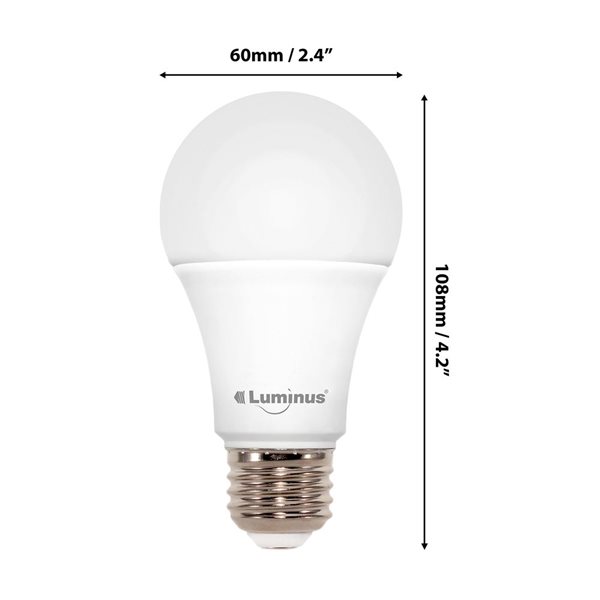 Ampoule DEL non-réglable Luminus éq. 60W E26 A19 5000K lumière du jour, 48/pqt