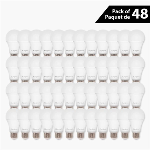 Luminus 60W Equivalent Daylight 5000K E26 A19 LED Non-Dimmable Bulb - 48/Pack