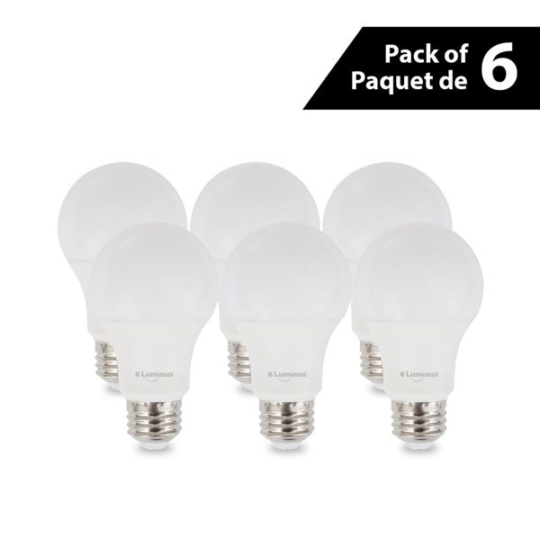 Luminus 60W Equivalent 2700K/4000K/5000K E26 A19 LED Bulb - 6/Pack