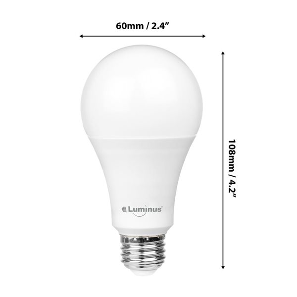 Ampoule à DEL à intensité variable intelligente Wifi Luminus A19 éq. 60W 2200K à 6500K E26, 4/pqt