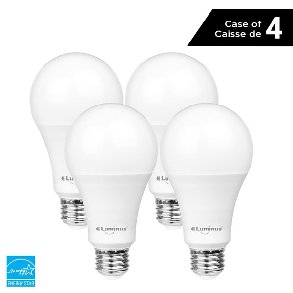 Luminus 60W Equivalent White 2200K to 6500K E26 A19 Smart Wifi, Dimmable and Tunable LED Bulb - 4/Pack