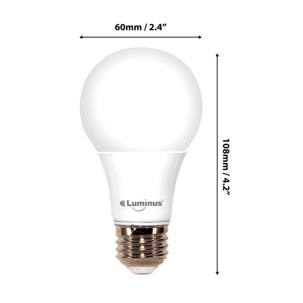 Luminus 60W Equivalent Warm White 2700K E26 A19 LED Non-Dimmable Bulb - 48/Pack