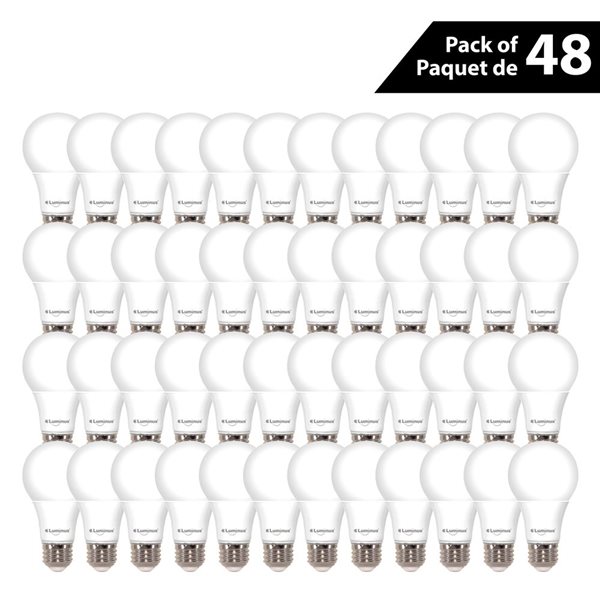 Luminus 60W Equivalent Warm White 2700K E26 A19 LED Non-Dimmable Bulb - 48/Pack