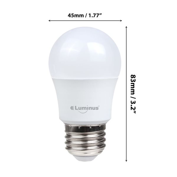 Ampoule DEL non-réglable Luminus éq. 40W E26 A15 5000K lumière du jour, 12/pqt