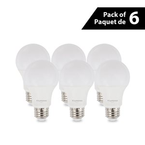 Luminus 60W Equivalent Bright White 3000K E26 A19 LED 3-Way Dimmable Bulb - 6/Pack