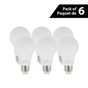  Ampoule à DEL Luminus A19 éq. 60W réglable 3000K blanc brillant E26, 6/pqt