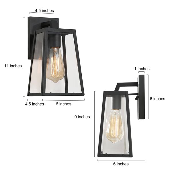 LNC Pict 10.5-in H Black Modern/Contemporary Outdoor Wall Light