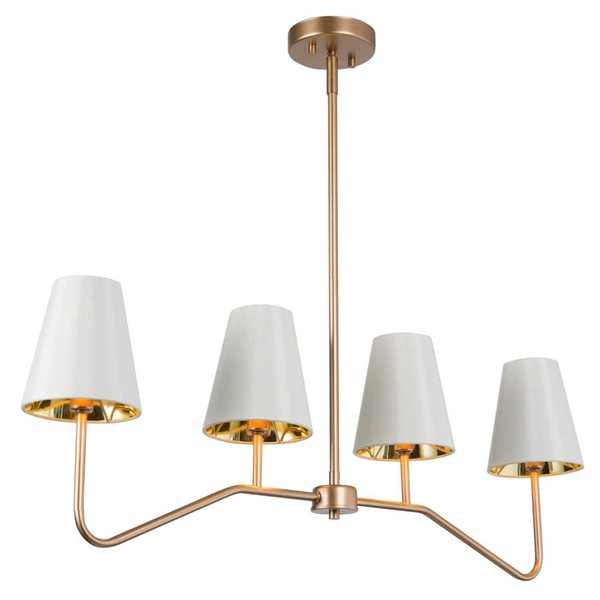 LNC Trend 4-Light White Shade Matte Gold Modern/Contemporary Linear Kitchen Island Light