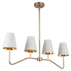 LNC Trend 4-Light White Shade Matte Gold Modern/Contemporary Linear Kitchen Island Light