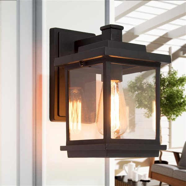 LNC  Sabrina 1-Light 10.6-in Sand Black Outdoor Wall Light