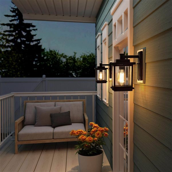 LNC  Sabrina 1-Light 10.6-in Sand Black Outdoor Wall Light