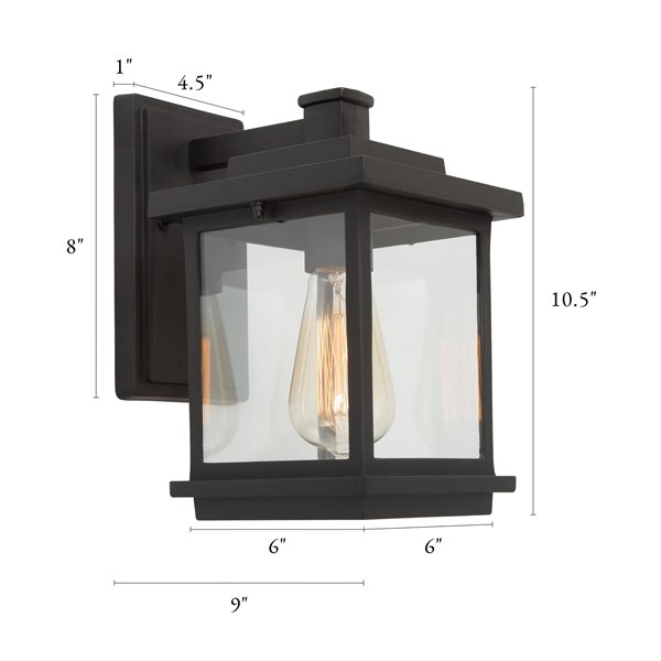 LNC  Sabrina 1-Light 10.6-in Sand Black Outdoor Wall Light