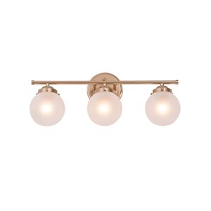 LNC Ellan 3-Light Rose Gold and Opal White Modern/Contemporary Vanity Light Bar