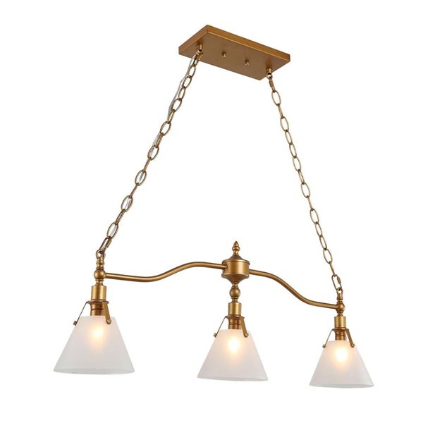 LNC Trend 3-Light Antique Gold Modern Kitchen Island Light