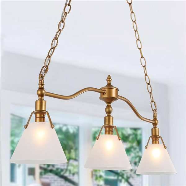 LNC Trend 3-Light Antique Gold Modern Kitchen Island Light