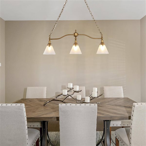 LNC Trend 3-Light Antique Gold Modern Kitchen Island Light