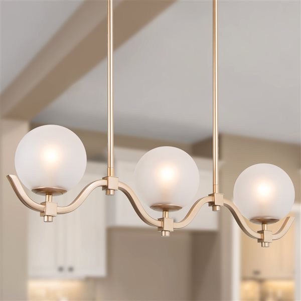 LNC Ellan 3-Light Matte Gold Modern/Contemporary Kitchen Island Light