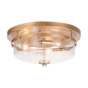 LNC Ellan 3-Light 13.5-in Matte Gold Round Modern/Contemporary Semi-Flush Mount Light