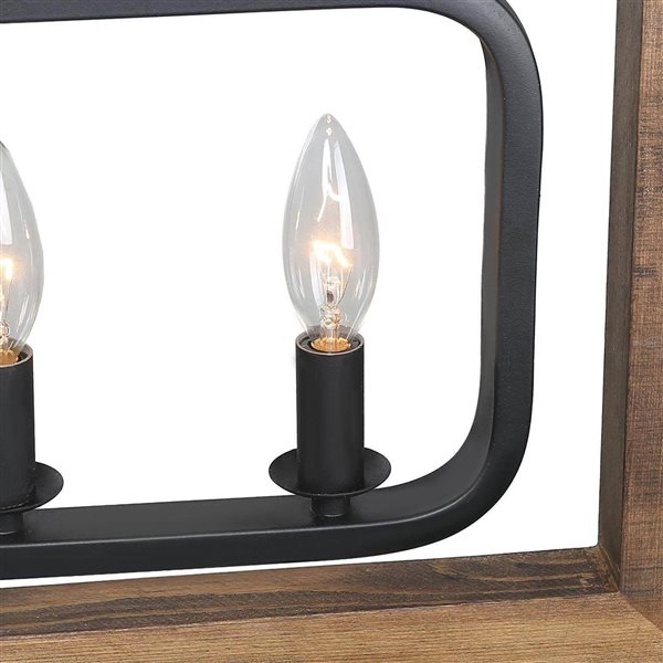 LNC Laius 6-Light Black and Brown Wood Large Farmhouse Chandelier