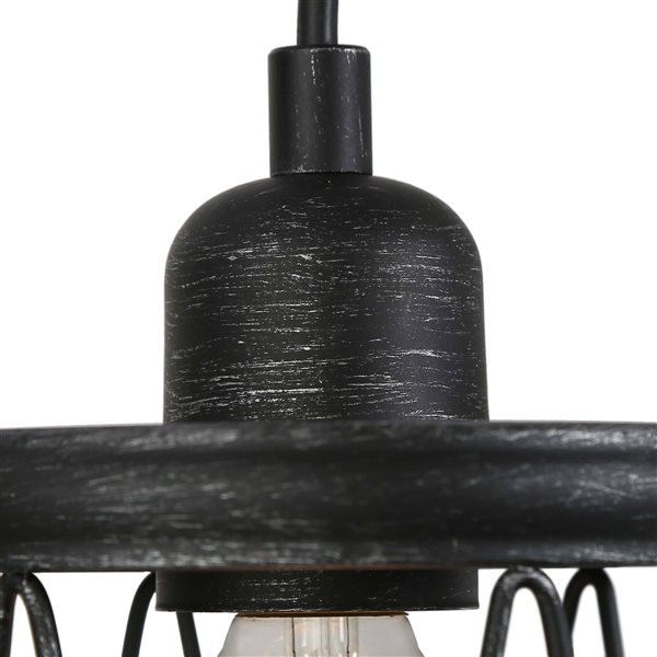 LNC Mocha Antique Black Farmhouse Cylinder Kitchen Island Light