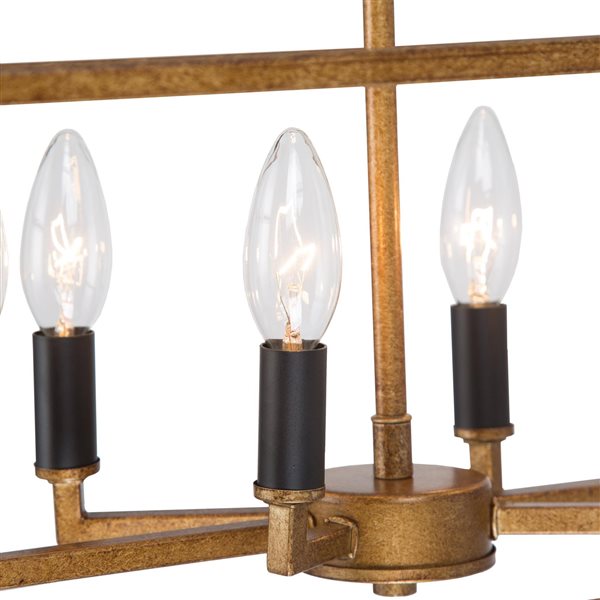 LNC Unique 6-Light Antique Gold Large Linear Modern/Contemporary Chandelier