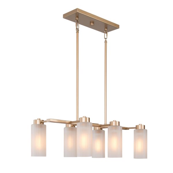 LNC Ellan 6-Light Gold with Opal Glass Shades Modern/Contemporary Linear Chandelier