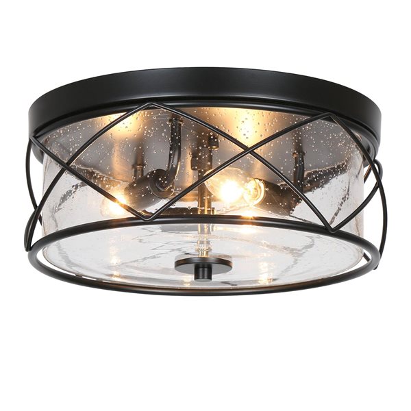 LNC Vine 3-Light 13-in Matte Black Modern/Contemporary Round Semi-Flush Mount Light