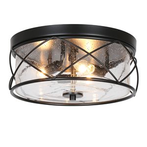 LNC Vine 3-Light 13-in Matte Black Modern/Contemporary Round Semi-Flush Mount Light