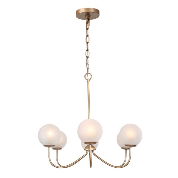 LNC Ellan 6-Light Gold and Opal White Glass Modern Chandelier