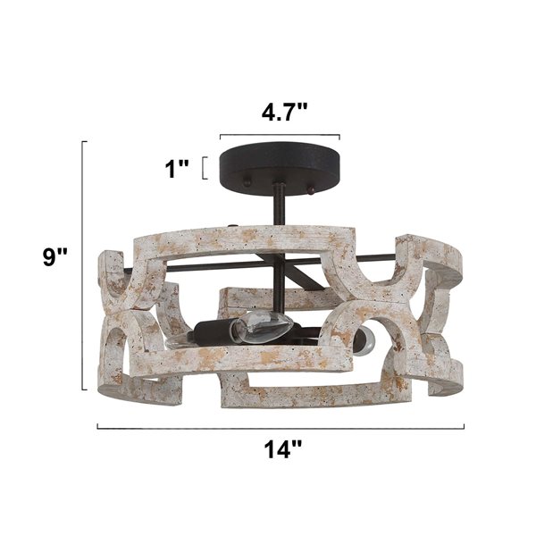 LNC 3-Light 14-in LED Semi-Flush Mount Light