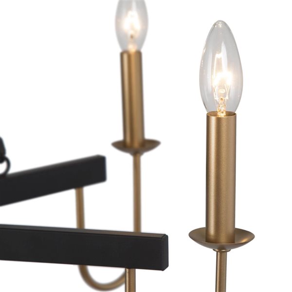 LNC Mania 6-Light Matte Black and Gold Modern/Contemporary LED Chandelier