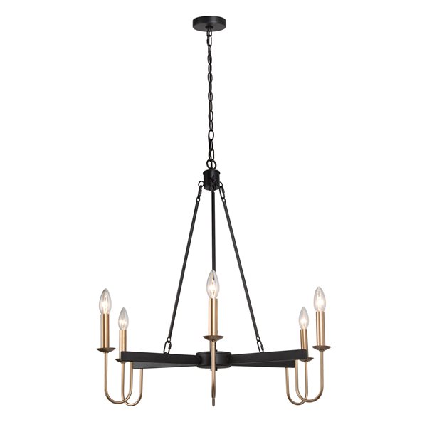 LNC Mania 6-Light Matte Black and Gold Modern/Contemporary LED Chandelier