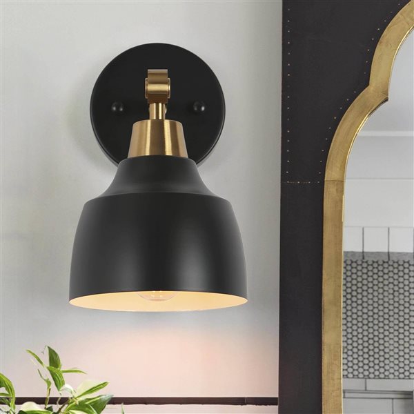 LNC Darren Matte Black and Brass Modern/Contemporary LED Wall Sconce