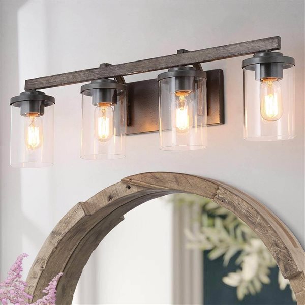 LNC Laius 4-Light Gray Farmhouse Vanity Light Bar