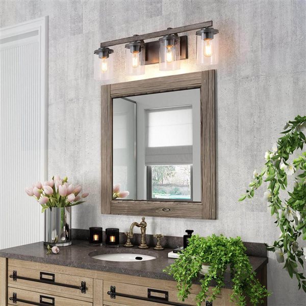 LNC Laius 4-Light Gray Farmhouse Vanity Light Bar