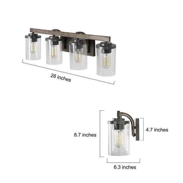 LNC Laius 4-Light Gray Farmhouse Vanity Light Bar