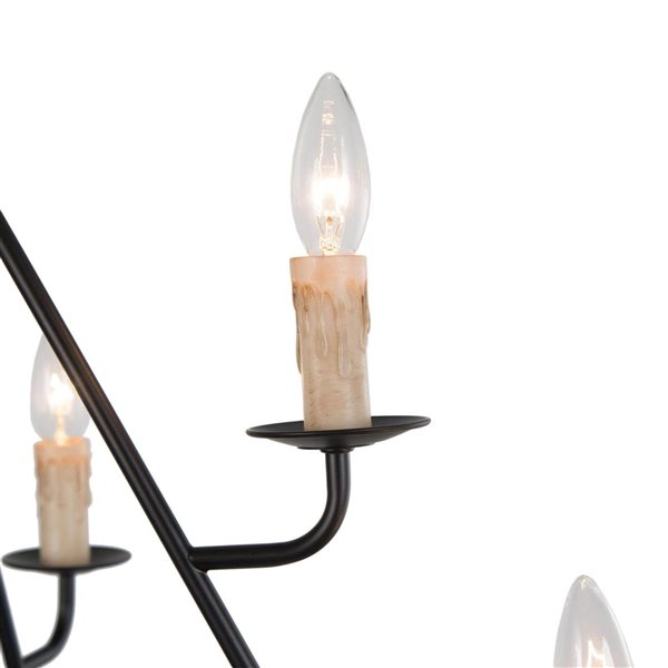 LNC Miller 6-Light Brown and Matte Black Candle Wagon Wheel Transitional Chandelier